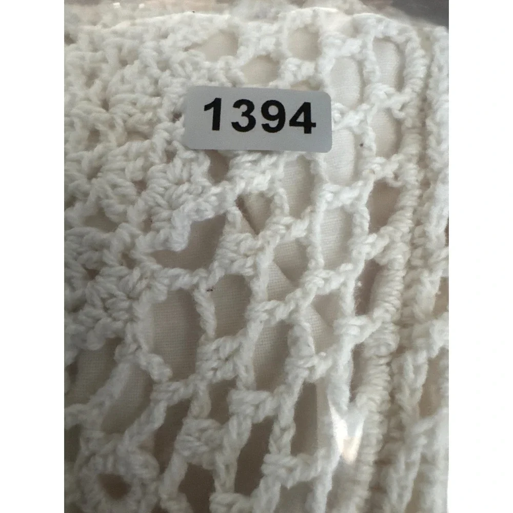 Vintage Style Cream Cotton Crochet Floral Medallion Pillow Shams Set of 2 24x16